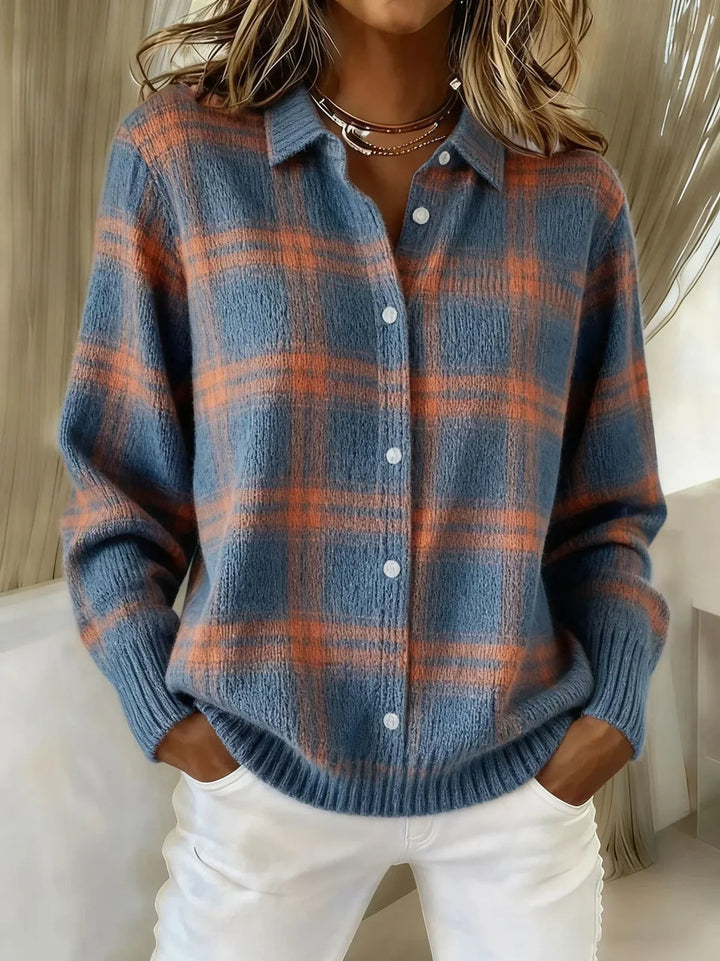 Klara | Karierte Hemdjacke aus Strick