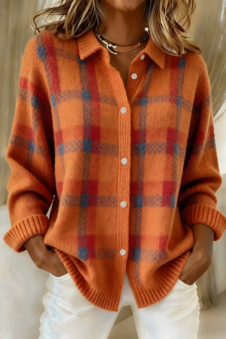 Klara | Karierte Hemdjacke aus Strick