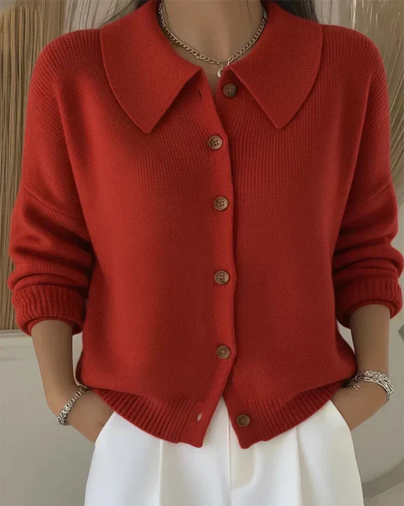 Hannelore | Strickjacke mit Kragen und Knopfleiste