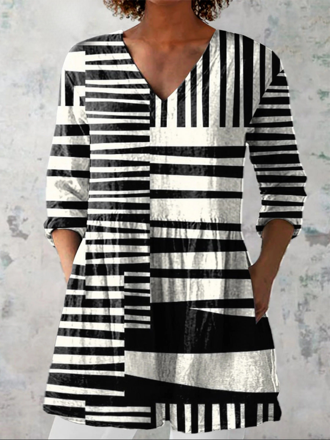 Quinn | Lange Bluse mit ausdrucksstarkem Muster