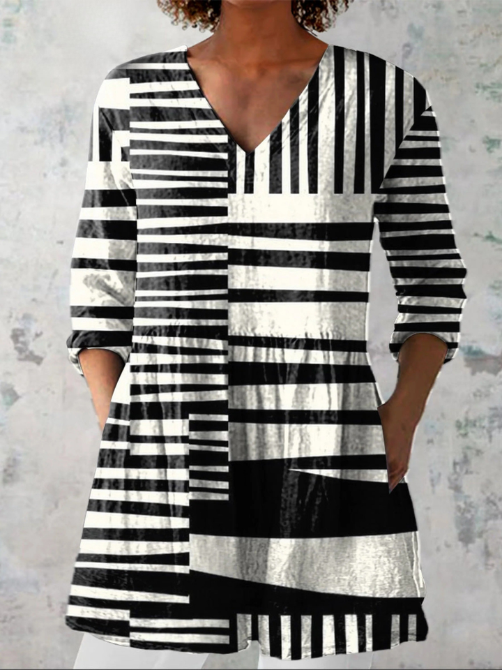 Quinn | Lange Bluse mit ausdrucksstarkem Muster