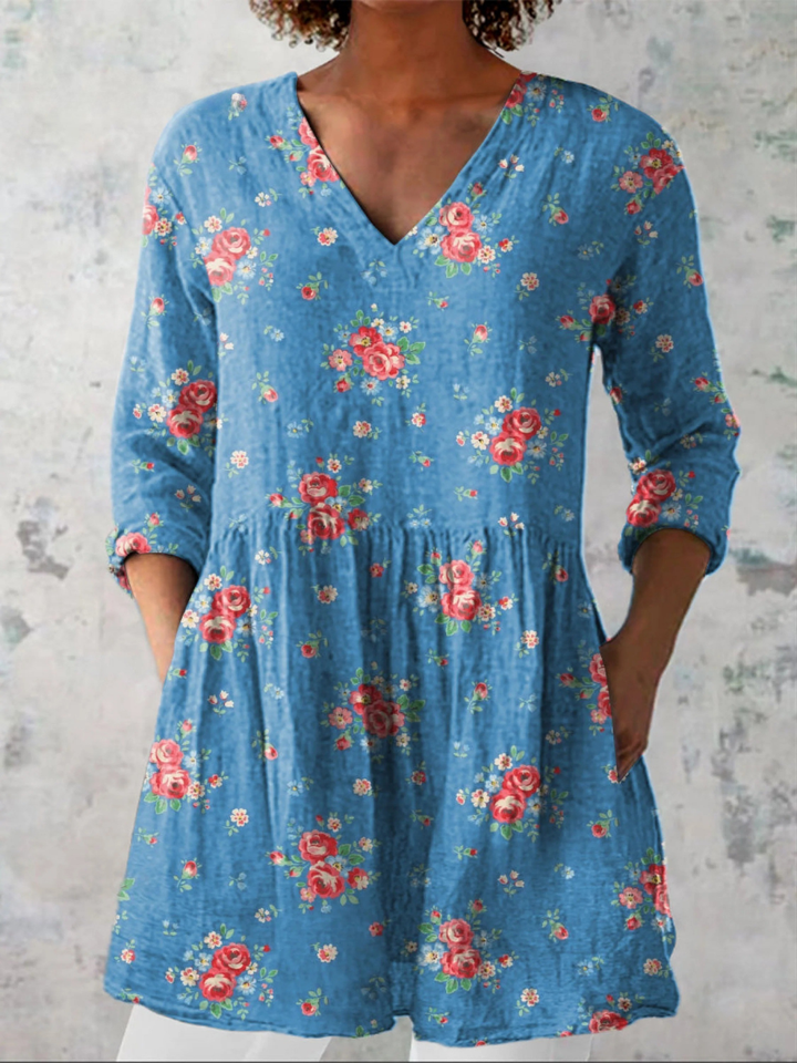 Ayla | Lange Bluse mit ausdrucksstarkem Muster