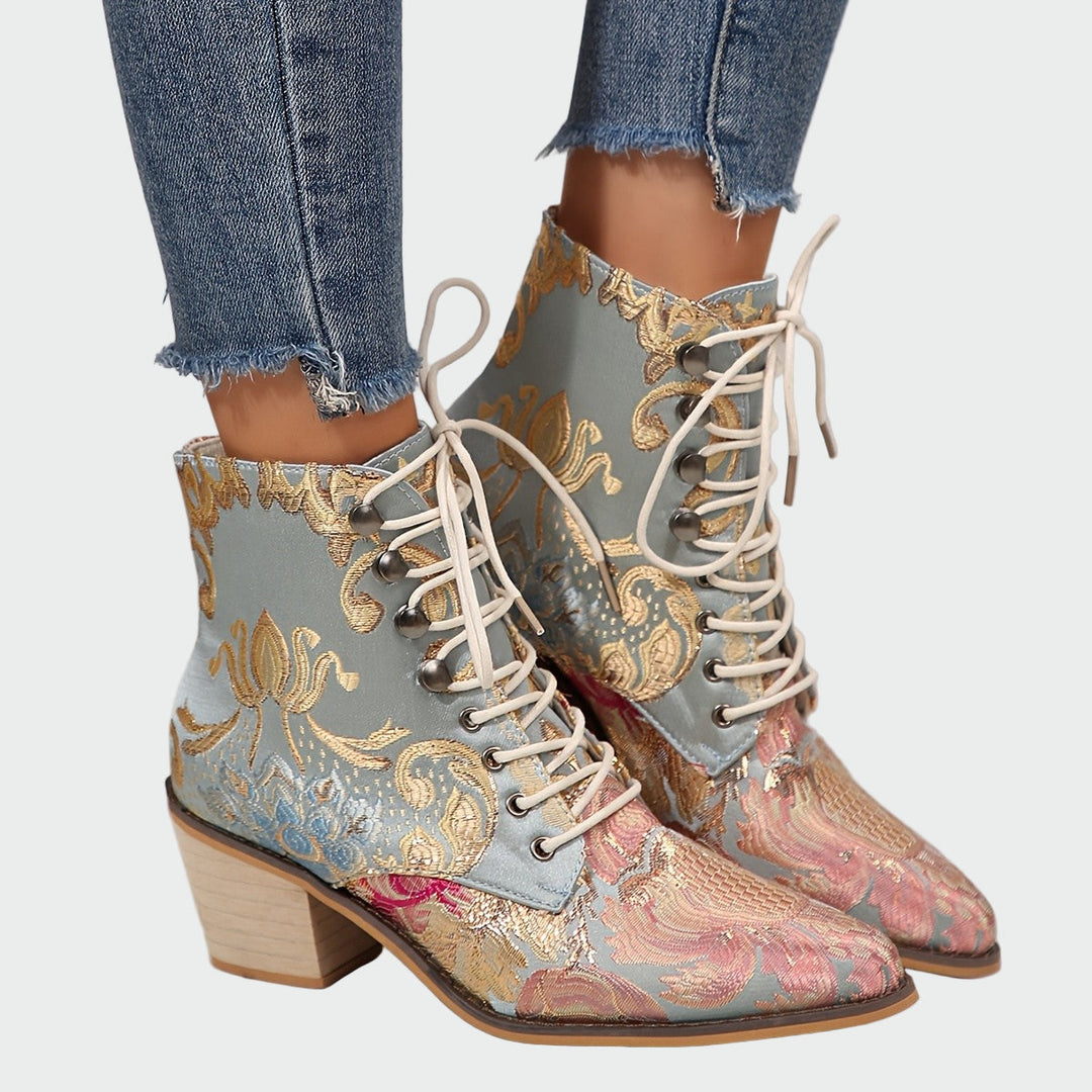 Meda - Leder Schuhe mit Blumen