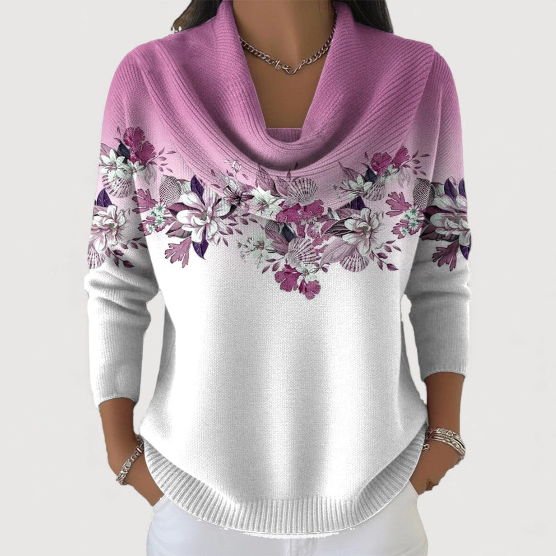 Johanna | Rollkragenpullover mit Blumenmuster