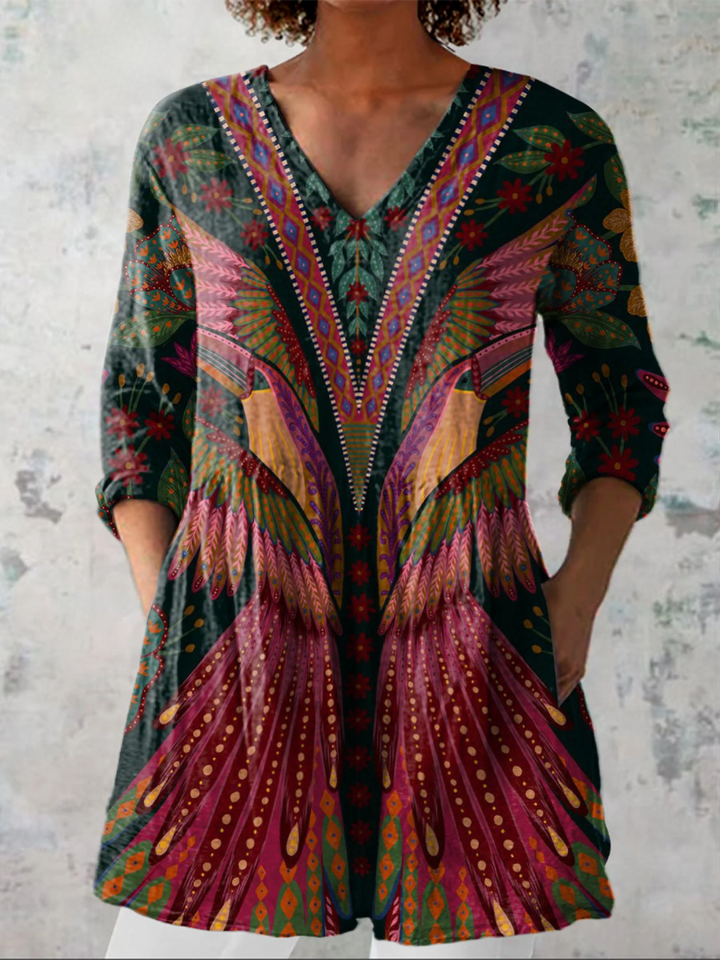 Mila | Lange Bluse mit ausdrucksstarkem Muster