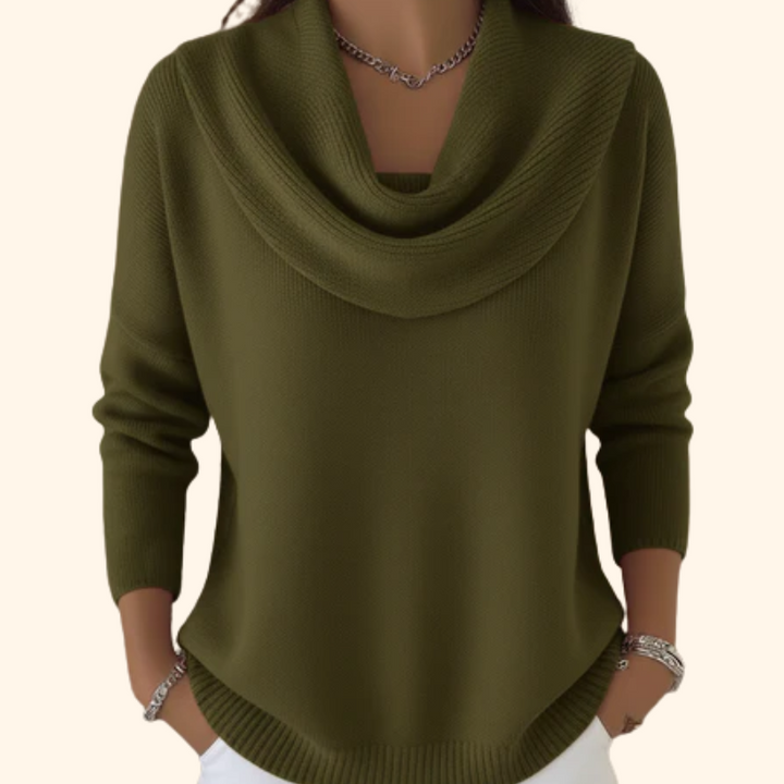 Anneliese | Pullover mit Wasserfallkragen