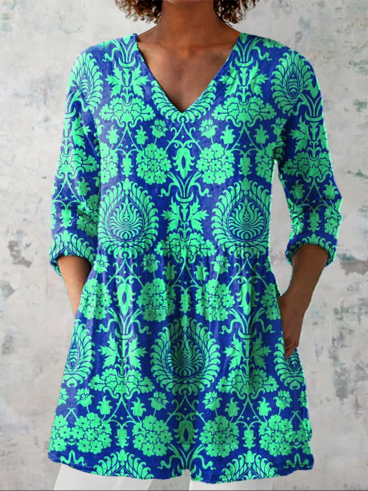Romy | Lange Bluse mit ausdrucksstarkem Muster