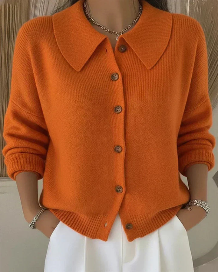 Hannelore | Strickjacke mit Kragen und Knopfleiste