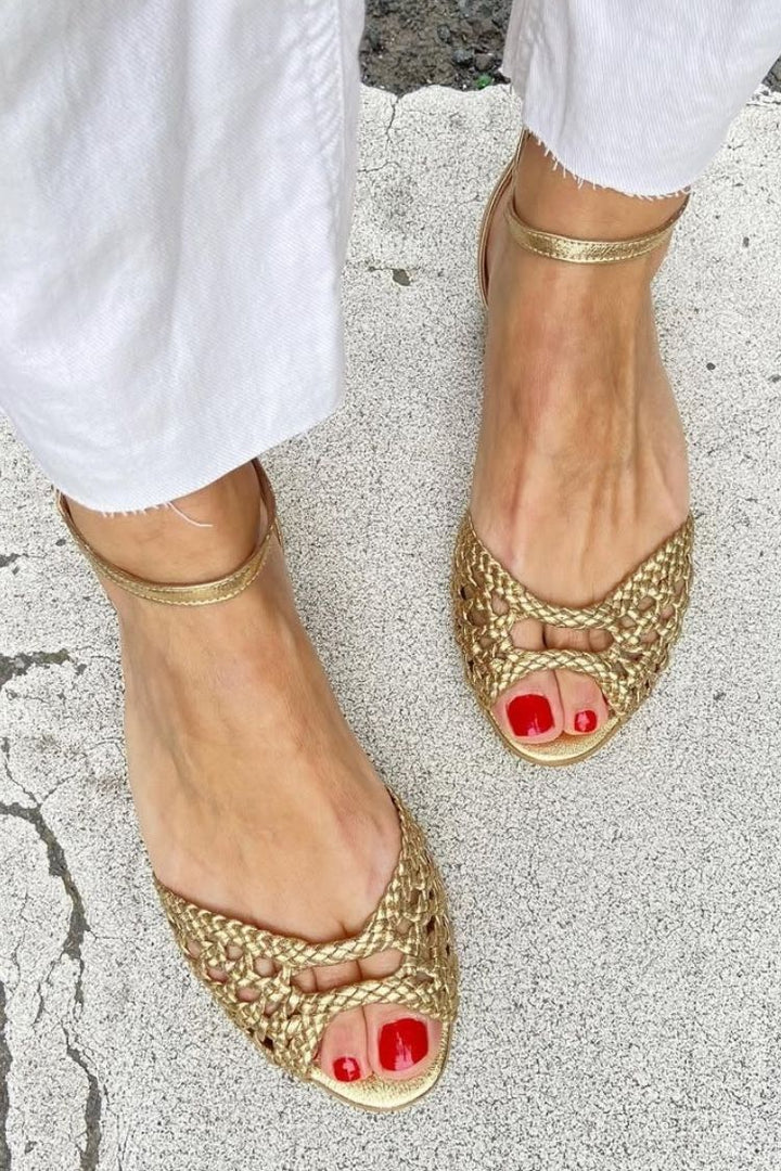 Isadora™ | Geflochtene Sandalen in Gold