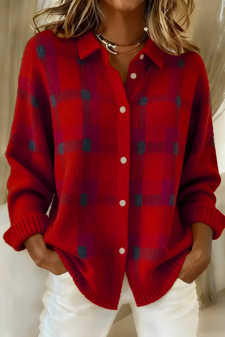 Klara | Karierte Hemdjacke aus Strick