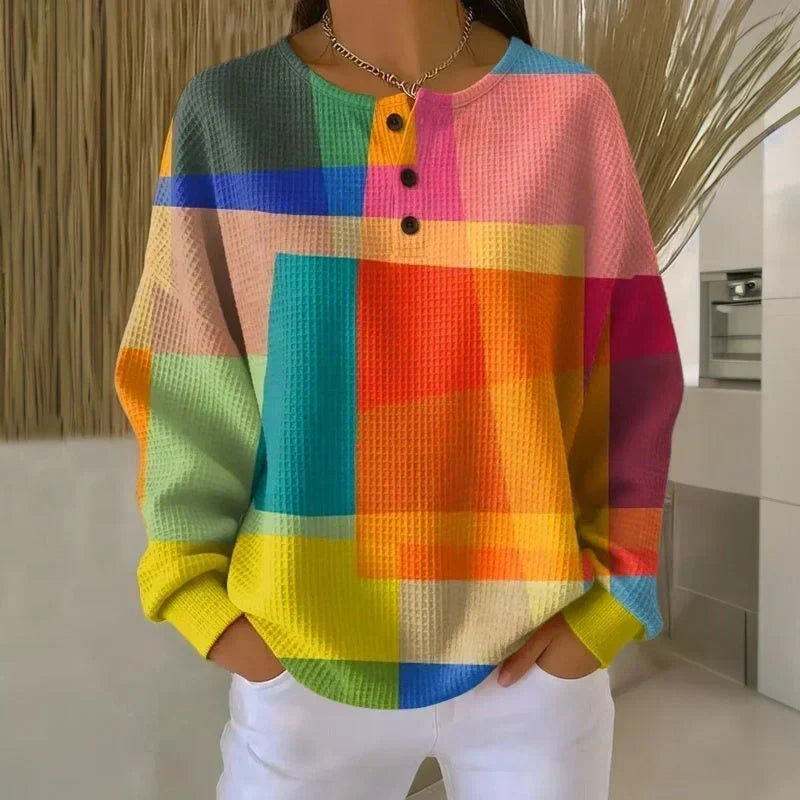 Greta | Pullover mit Waffelstruktur und Farbblöcken