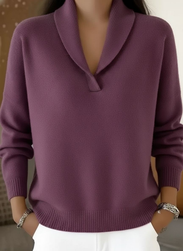 Frieda | Pullover mit Schalkragen und V-Ausschnitt