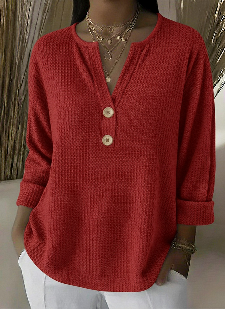 Marlies | Henley-Shirt mit Waffelstruktur