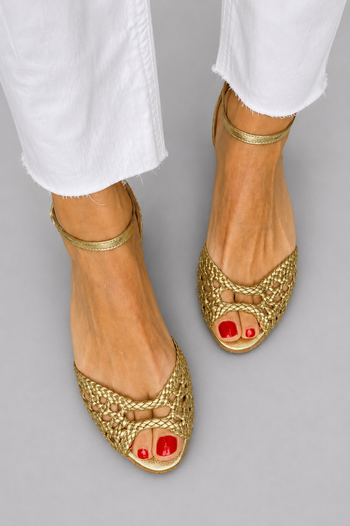 Isadora™ | Geflochtene Sandalen in Gold