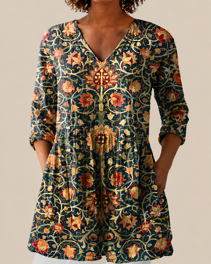 Liora | Lange Bluse mit ausdrucksstarkem Muster