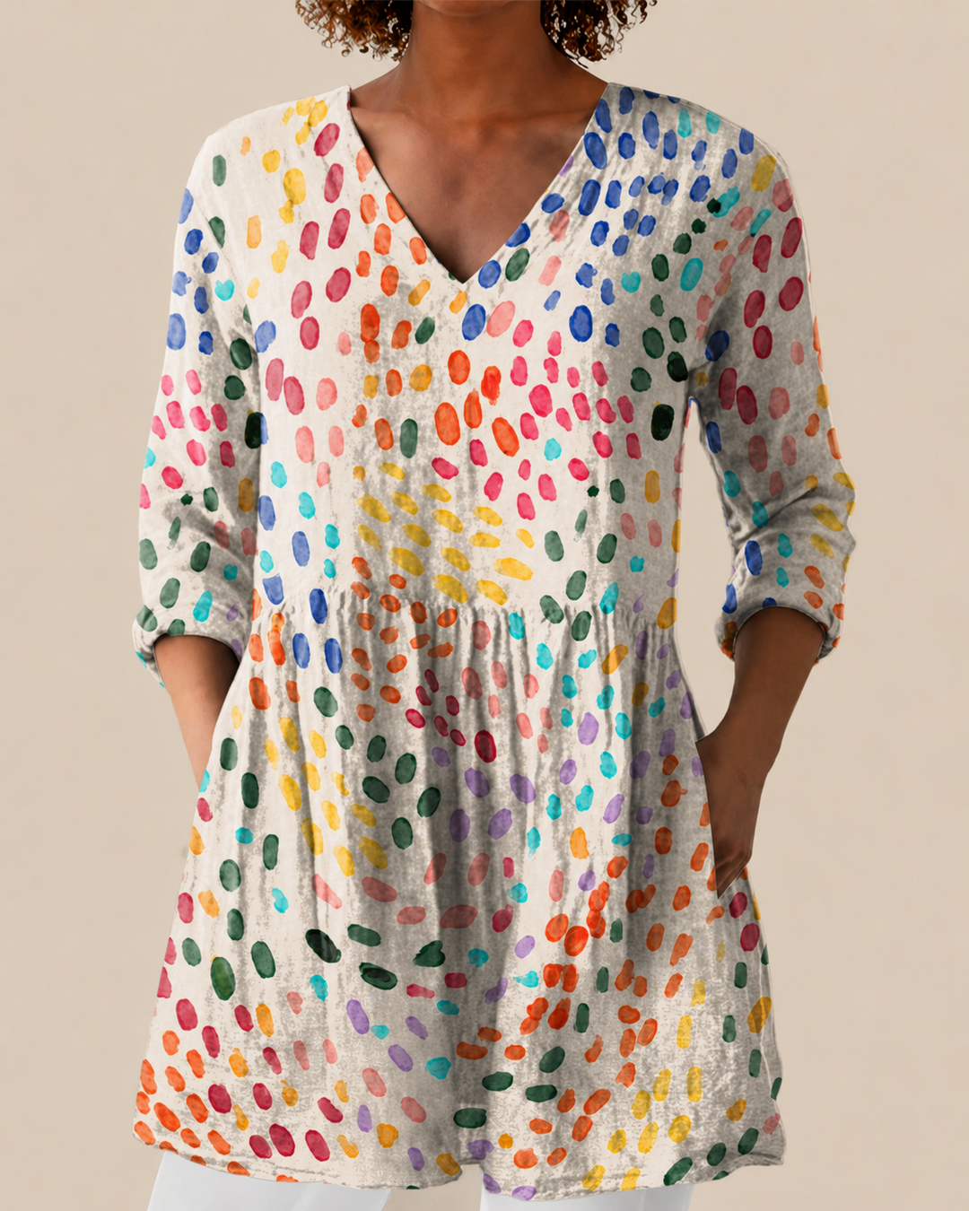 Noelle | Lange Bluse mit ausdrucksstarkem Muster