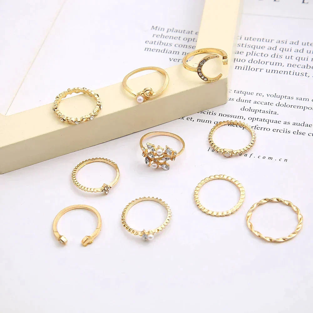 Annemarie | Set von 10 Böhmischen Ringen, Silber- und Goldbeschichtet
