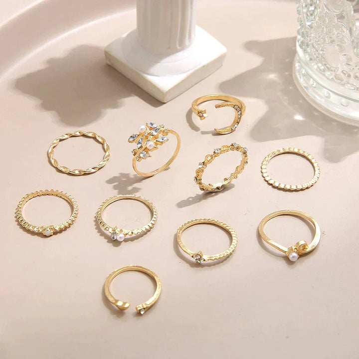 Annemarie | Set von 10 Böhmischen Ringen, Silber- und Goldbeschichtet