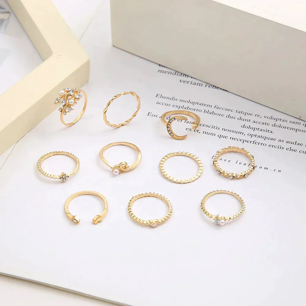 Annemarie | Set von 10 Böhmischen Ringen, Silber- und Goldbeschichtet