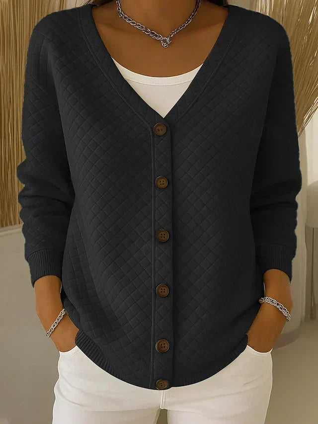 Ilse | Strickjacke mit Rautensteppung und Knöpfen