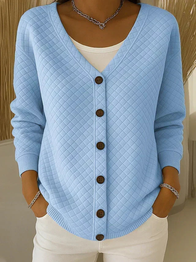 Ilse | Strickjacke mit Rautensteppung und Knöpfen