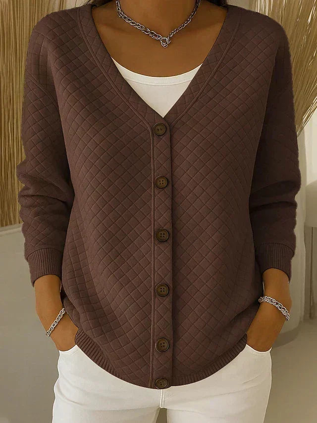 Ilse | Strickjacke mit Rautensteppung und Knöpfen