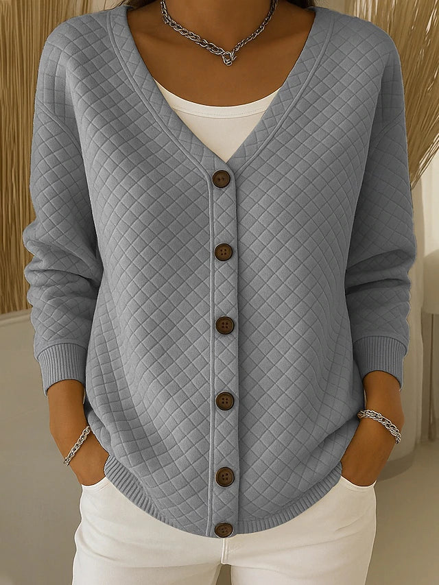 Ilse | Strickjacke mit Rautensteppung und Knöpfen