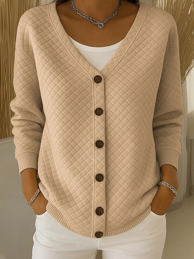 Ilse | Strickjacke mit Rautensteppung und Knöpfen