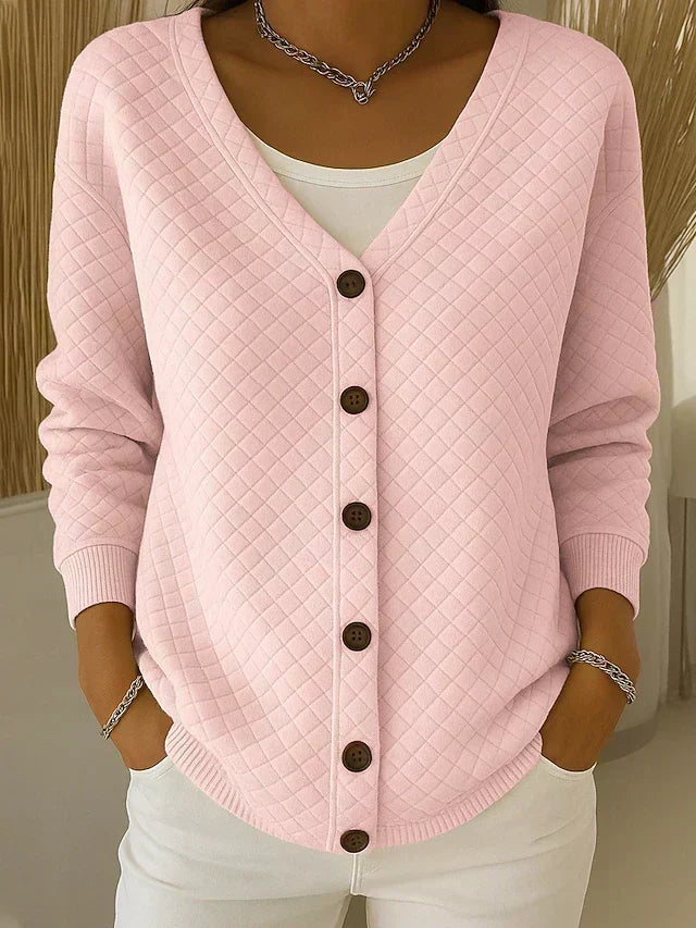 Ilse | Strickjacke mit Rautensteppung und Knöpfen