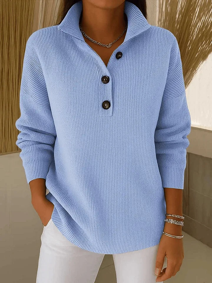 Irmgard | Pullover mit Polokragen und V-Ausschnitt
