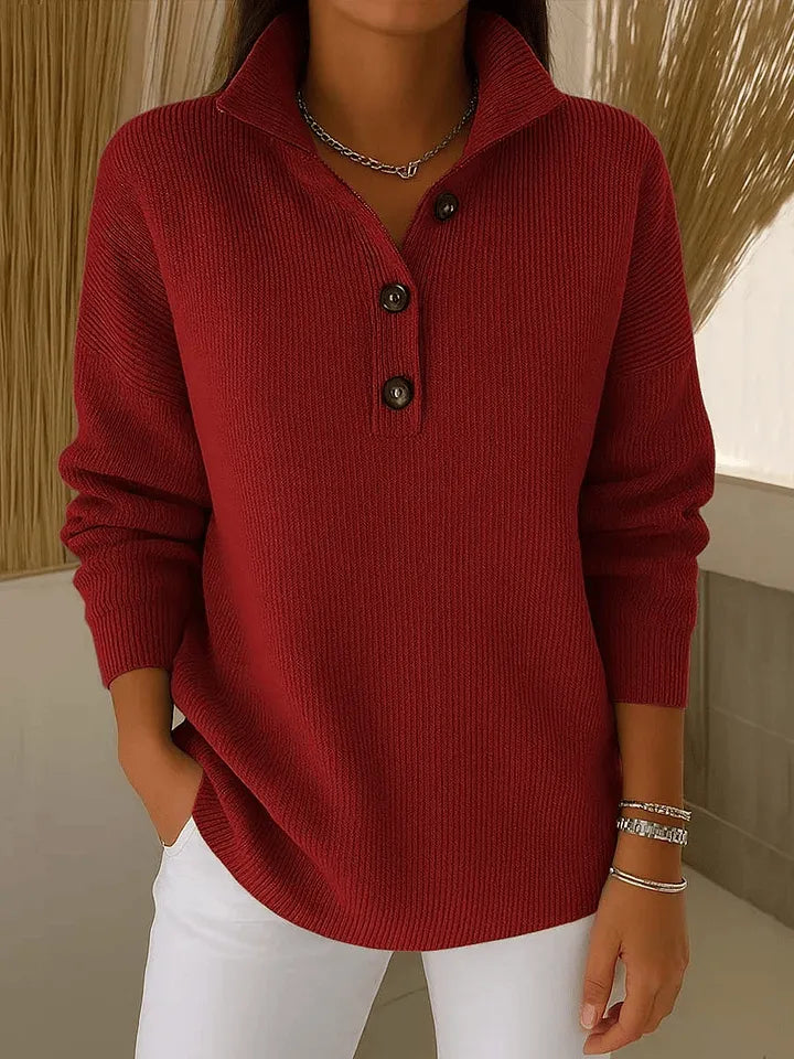 Irmgard | Pullover mit Polokragen und V-Ausschnitt