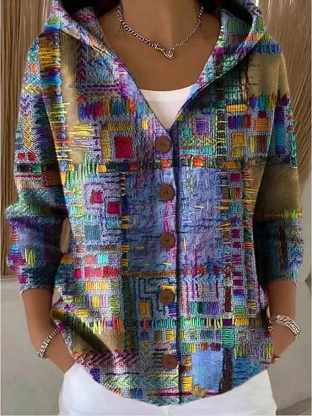 Lieselotte | Bedruckte Strickjacke mit Kapuze