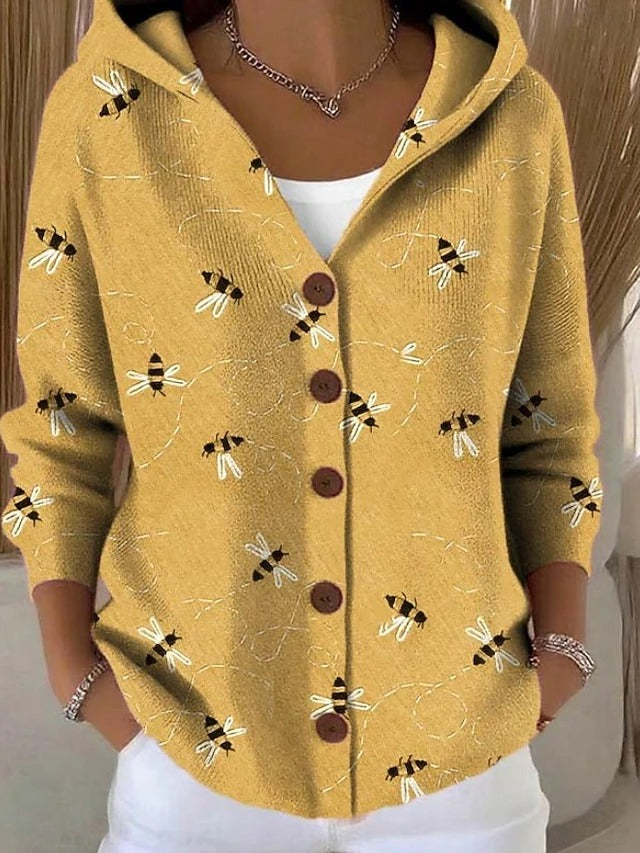 Lieselotte | Bedruckte Strickjacke mit Kapuze