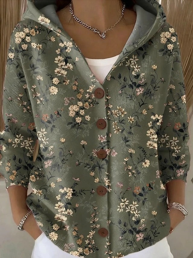 Lieselotte | Bedruckte Strickjacke mit Kapuze