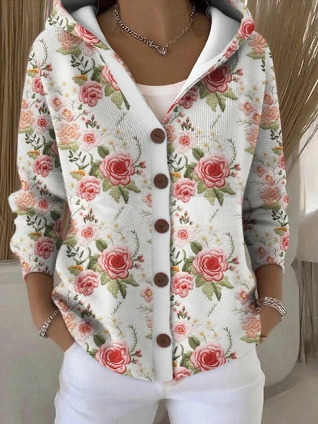 Lieselotte | Bedruckte Strickjacke mit Kapuze