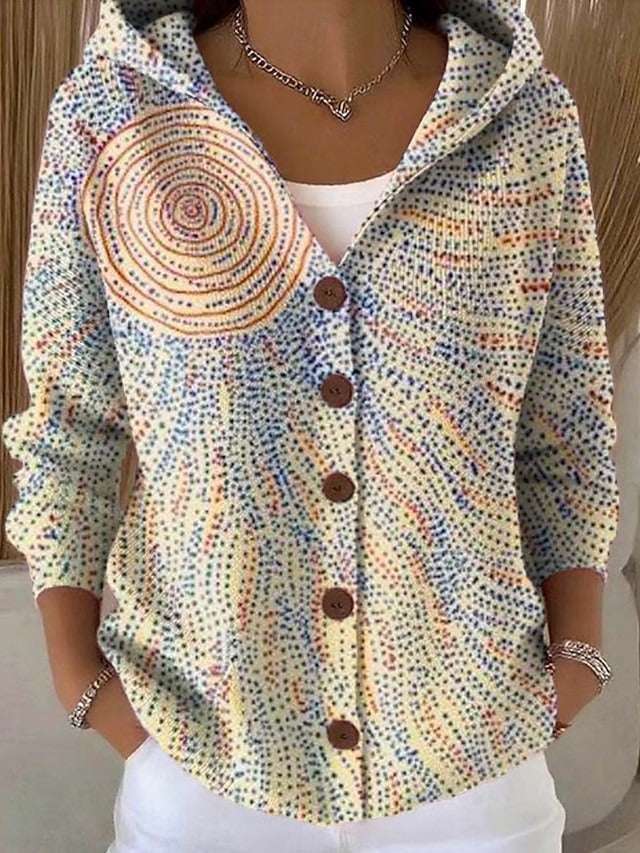 Lieselotte | Bedruckte Strickjacke mit Kapuze