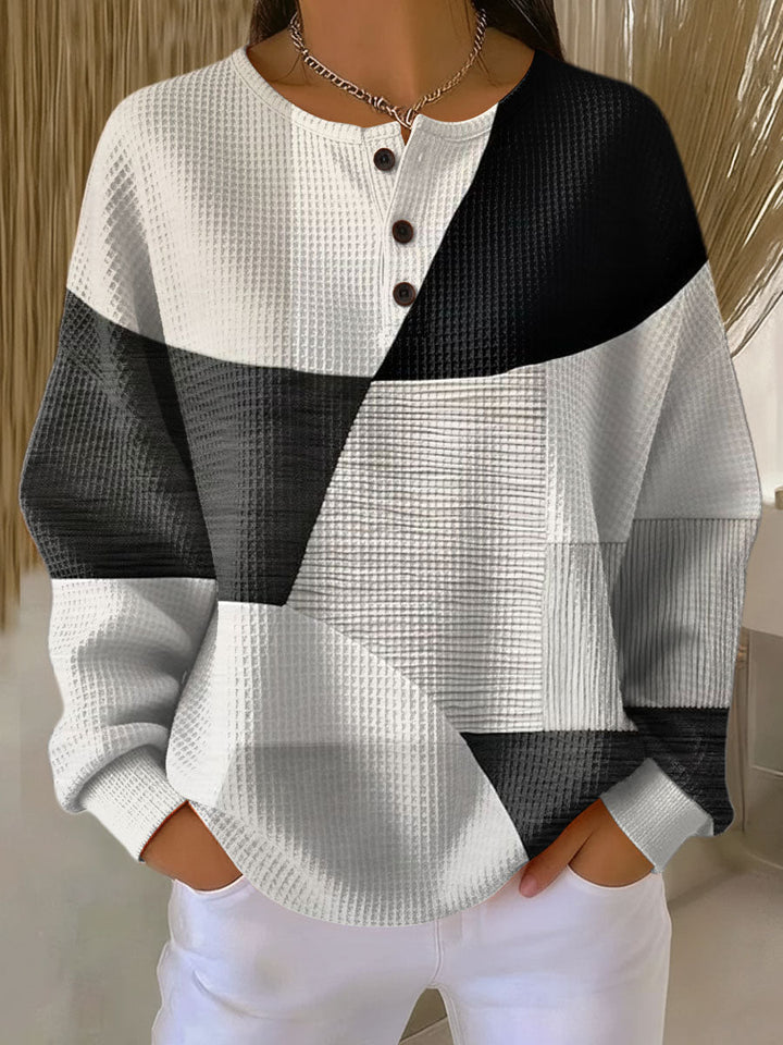 Greta | Pullover mit Waffelstruktur und Farbblöcken