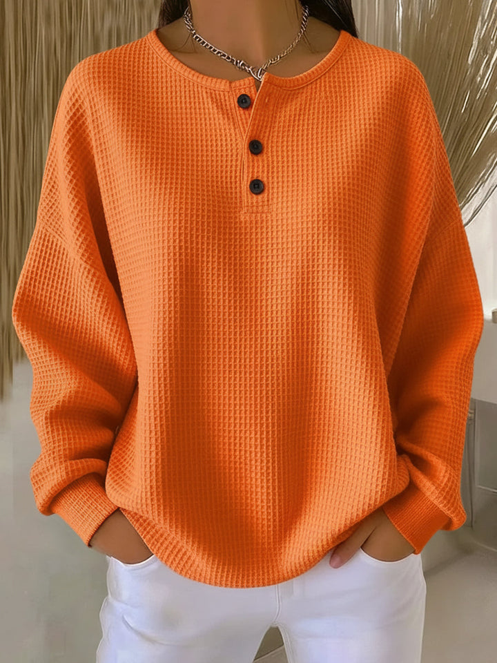 Elke | Henley-Sweatshirt mit Waffelstruktur