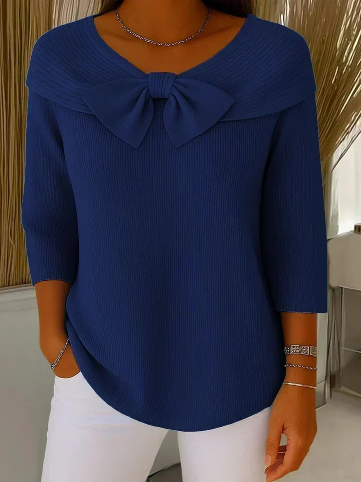 Renate | Rippstrickpullover mit Schleifendetail