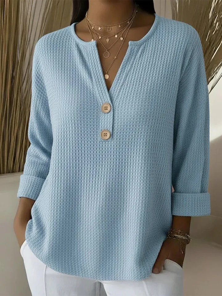 Marlies | Henley-Shirt mit Waffelstruktur