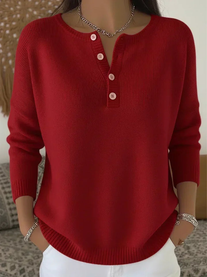 Waltraud | Strickpullover mit Henley-Knopfleiste
