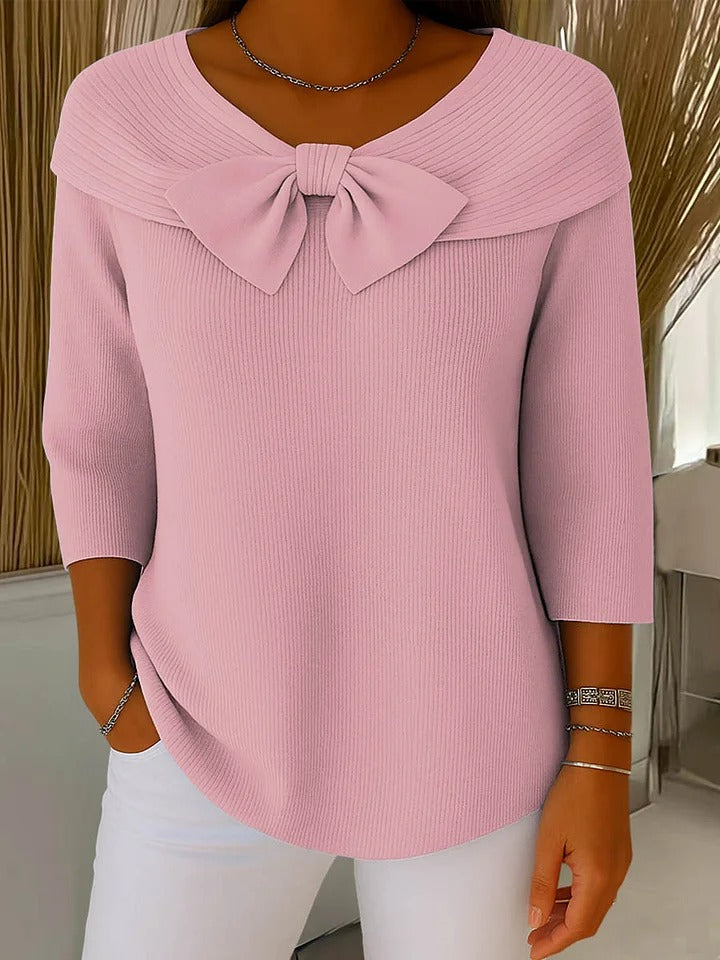 Renate | Rippstrickpullover mit Schleifendetail
