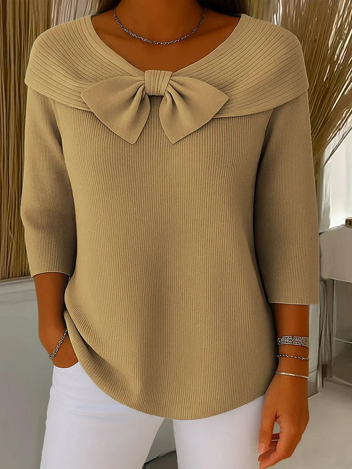 Renate | Rippstrickpullover mit Schleifendetail