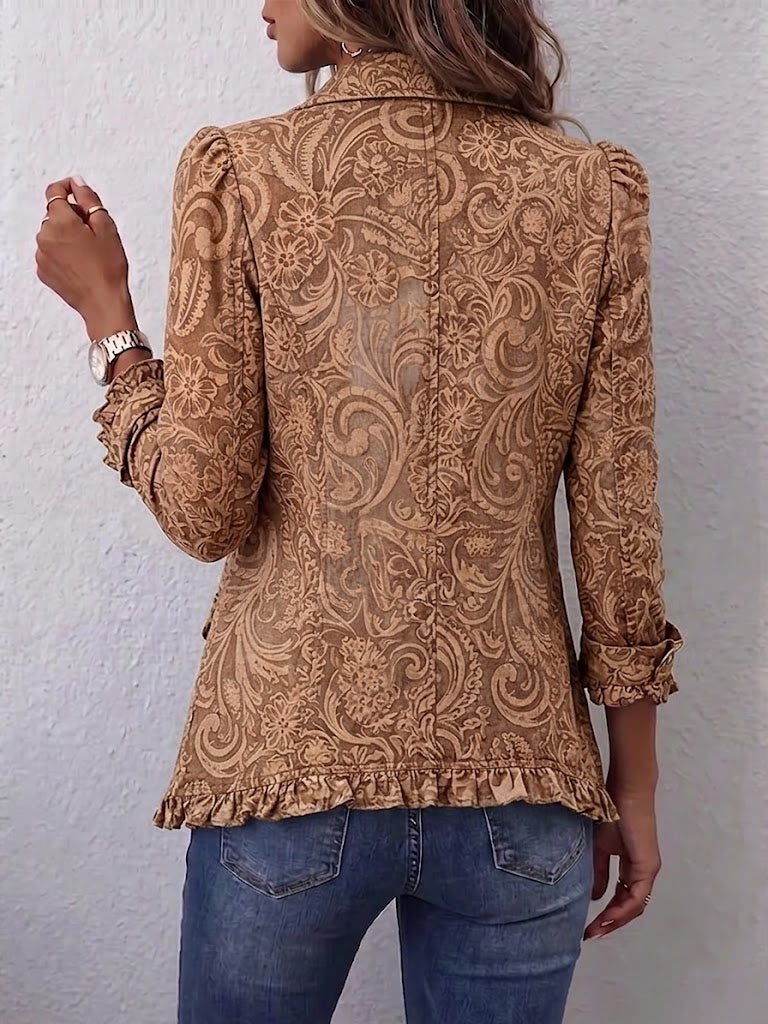 Theresa | Vintage-Boho-Jacke mit Blumenmuster und Rüschen