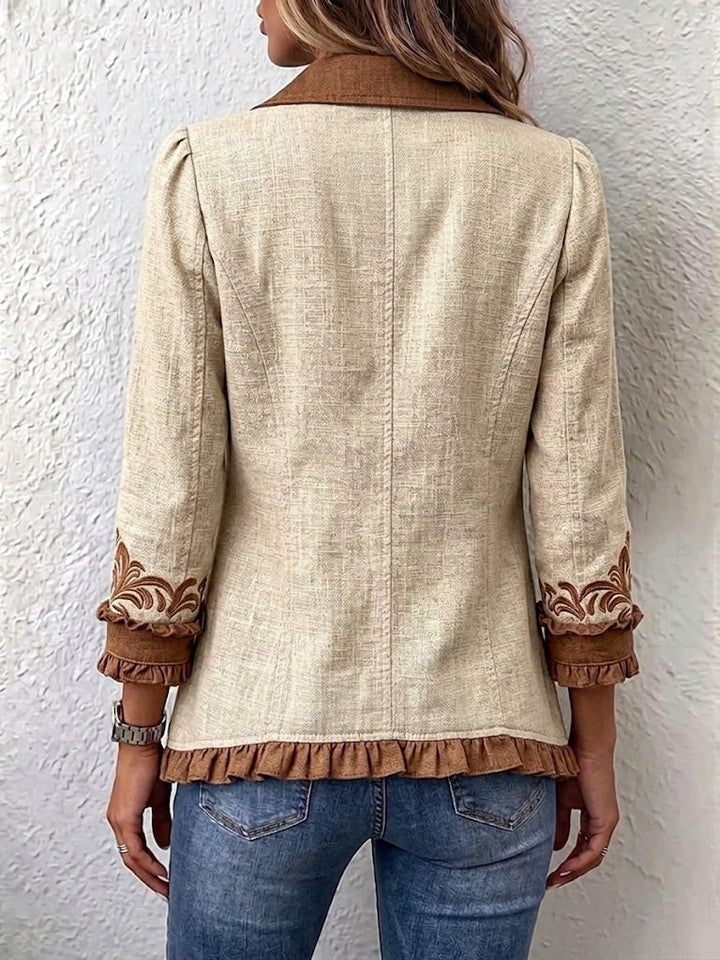 Rosalie | Vintage-Boho-Jacke mit Blumenmuster und Rüschen