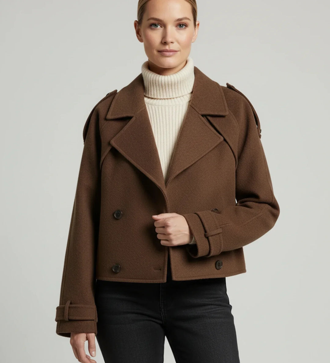 Damen Doppelreihiger Kurz-Mantel