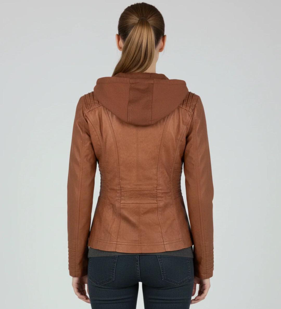 Damen Fitted Kapuzen-Motorradjacke