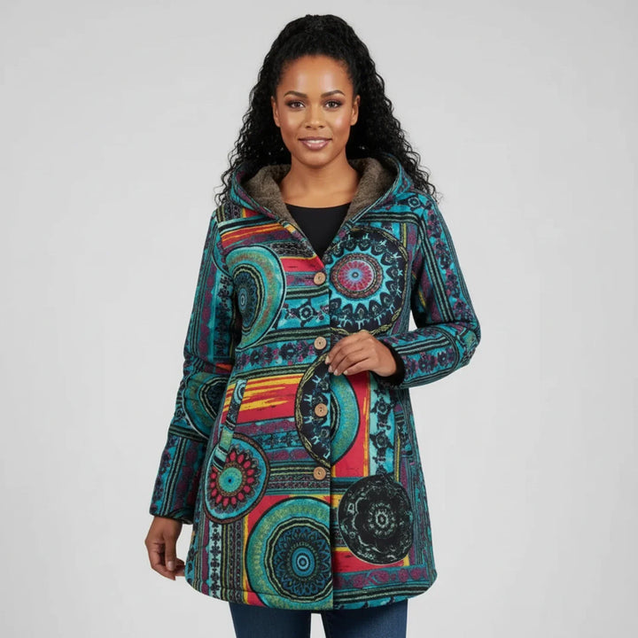 Damen Kapuzen Bohemian Wintermantel Jacke