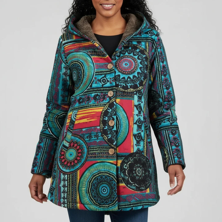 Damen Kapuzen Bohemian Wintermantel Jacke
